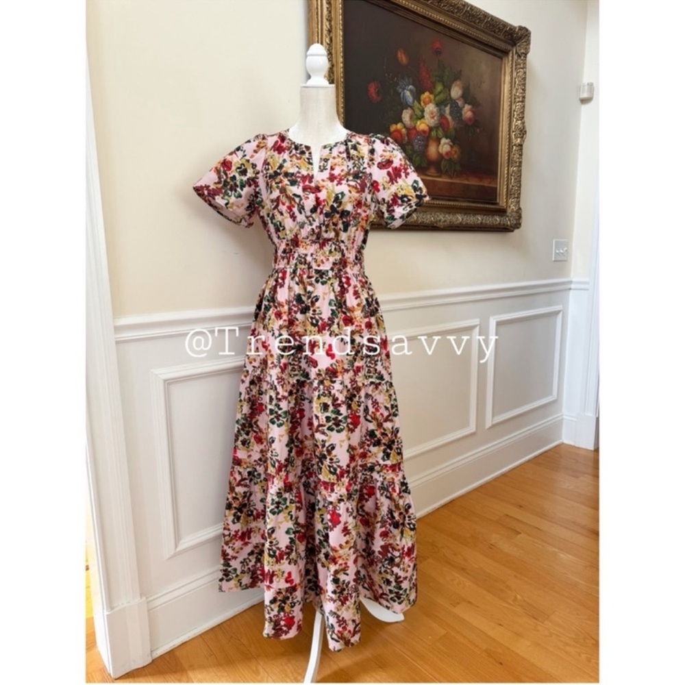 Anthropologie Somerset Floral Cotton Maxi Dress Pink Cottagecore Size S NWT - Picture 16 of 17